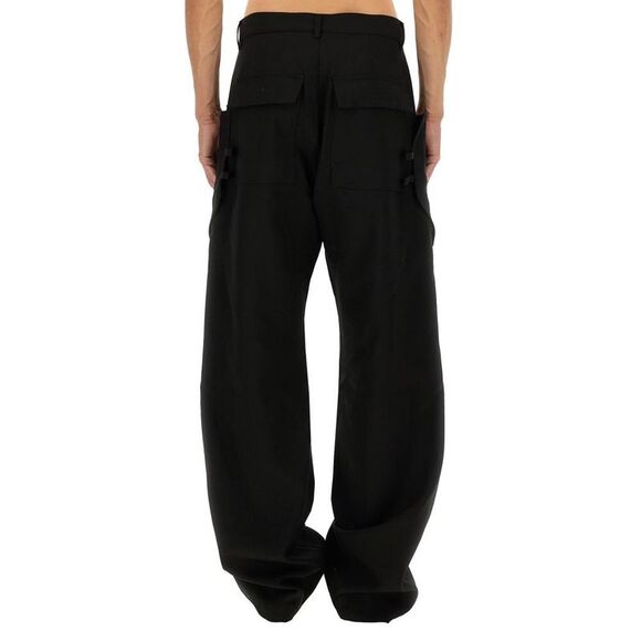 RICK OWENS Wide Leg Cargo Pants Men BLACK - Picture 4 of 5